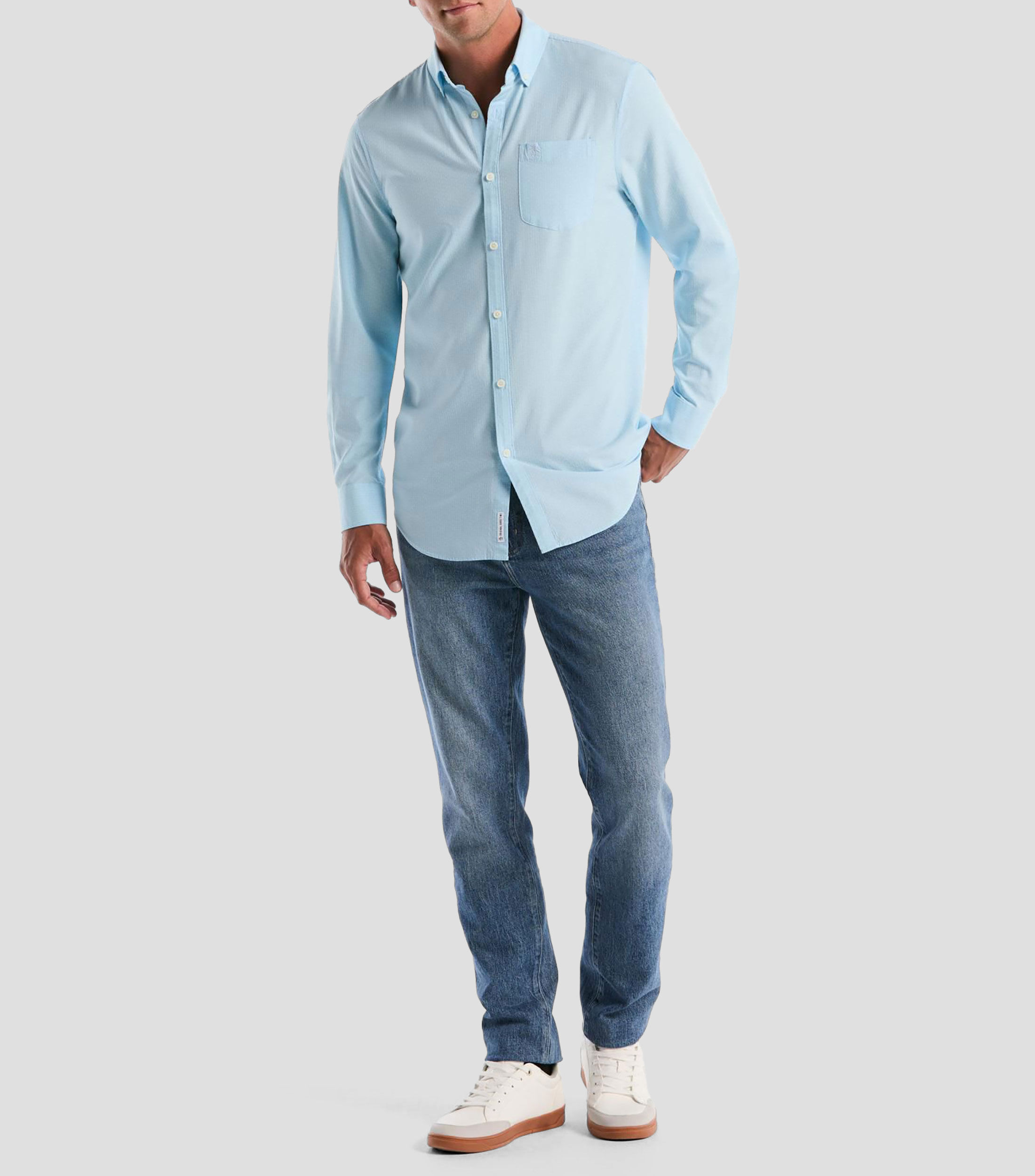 Camisa con microdiseño con manga larga Hombre